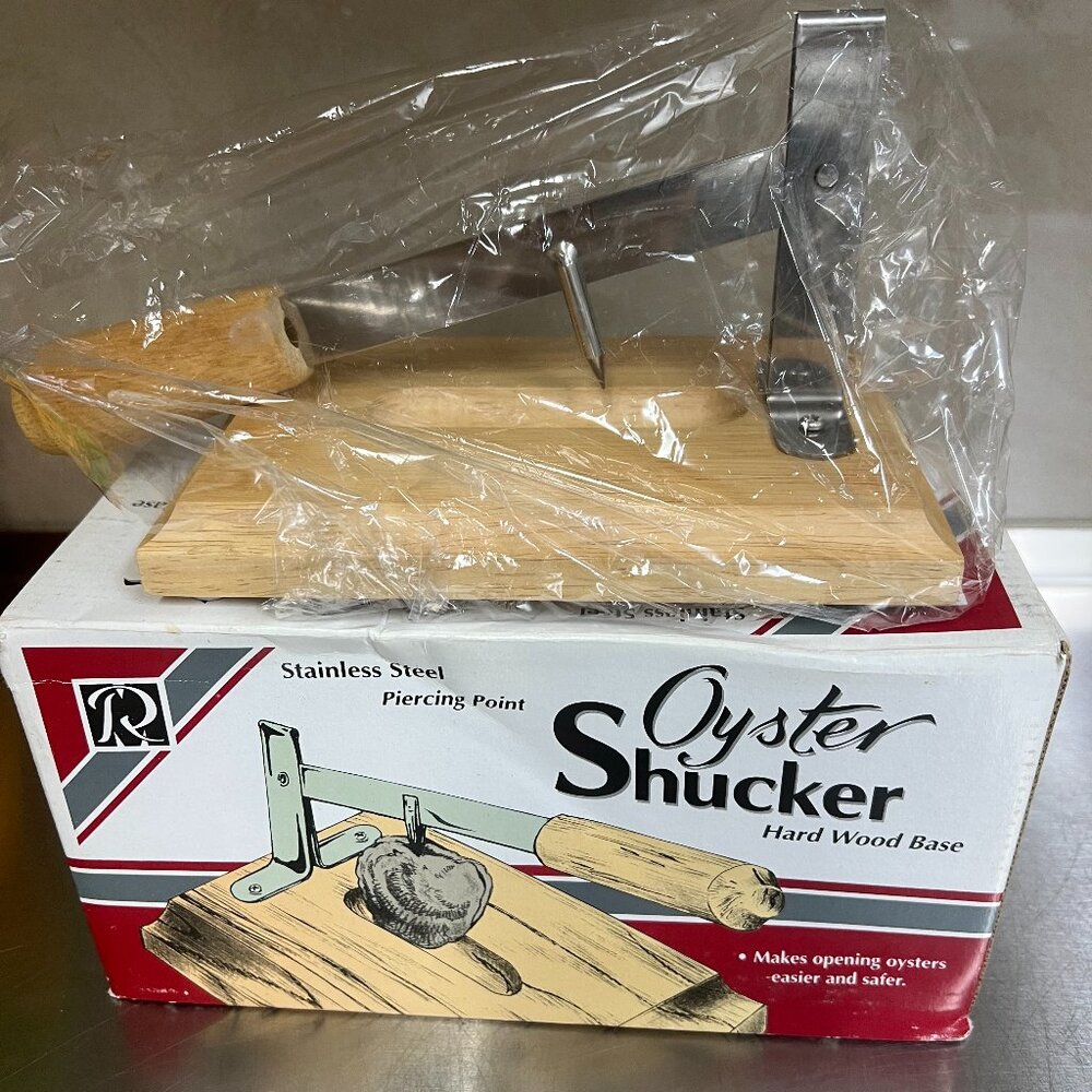 New in Box R & M International stainless steel and wood oyster shucker 2001